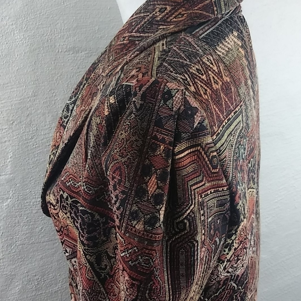 C.C. Magic by Toni Brown Multicolor Shawl Collar Long Sleeve Cropped Blazer - Picture 8 of 13